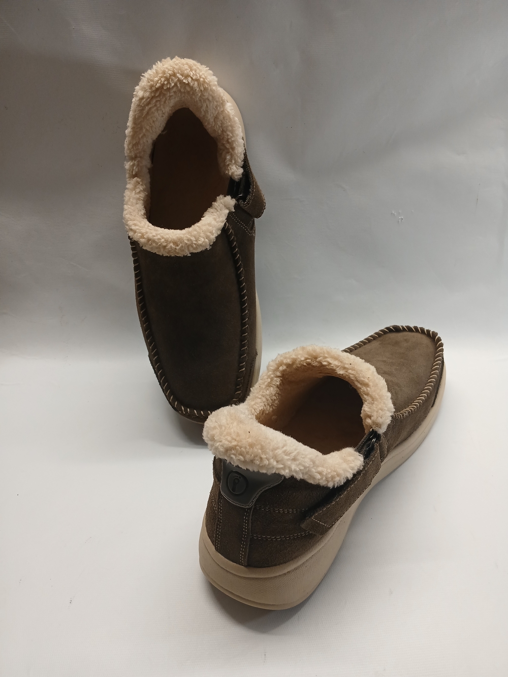 Orthofeet Men's Othopedic Brown Suede Slip-On with Cream Shearling Collar - Picture 14 of 15